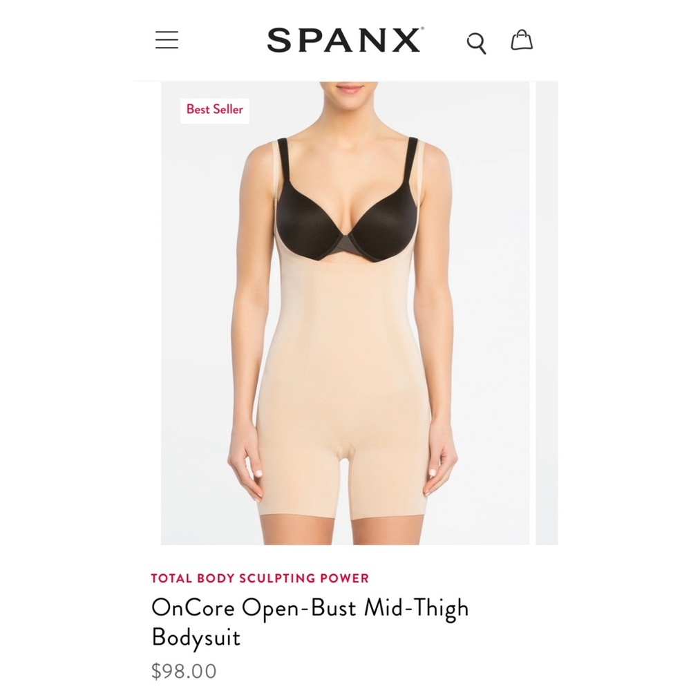 SPANX OnCore Open-Bust Mid-Thigh Bodysuit